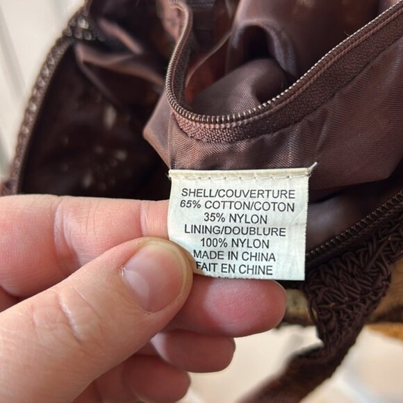 Vintage Crochet Patterned Shoulder Bag - Brown, Tan and Beige boho beach vibes - Picture 9 of 9